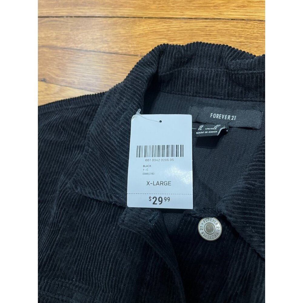 Forever 21 Corduroy Jacket Cropped Black Coat Women's Size XL NWT $29.99 - Picture 3 of 5